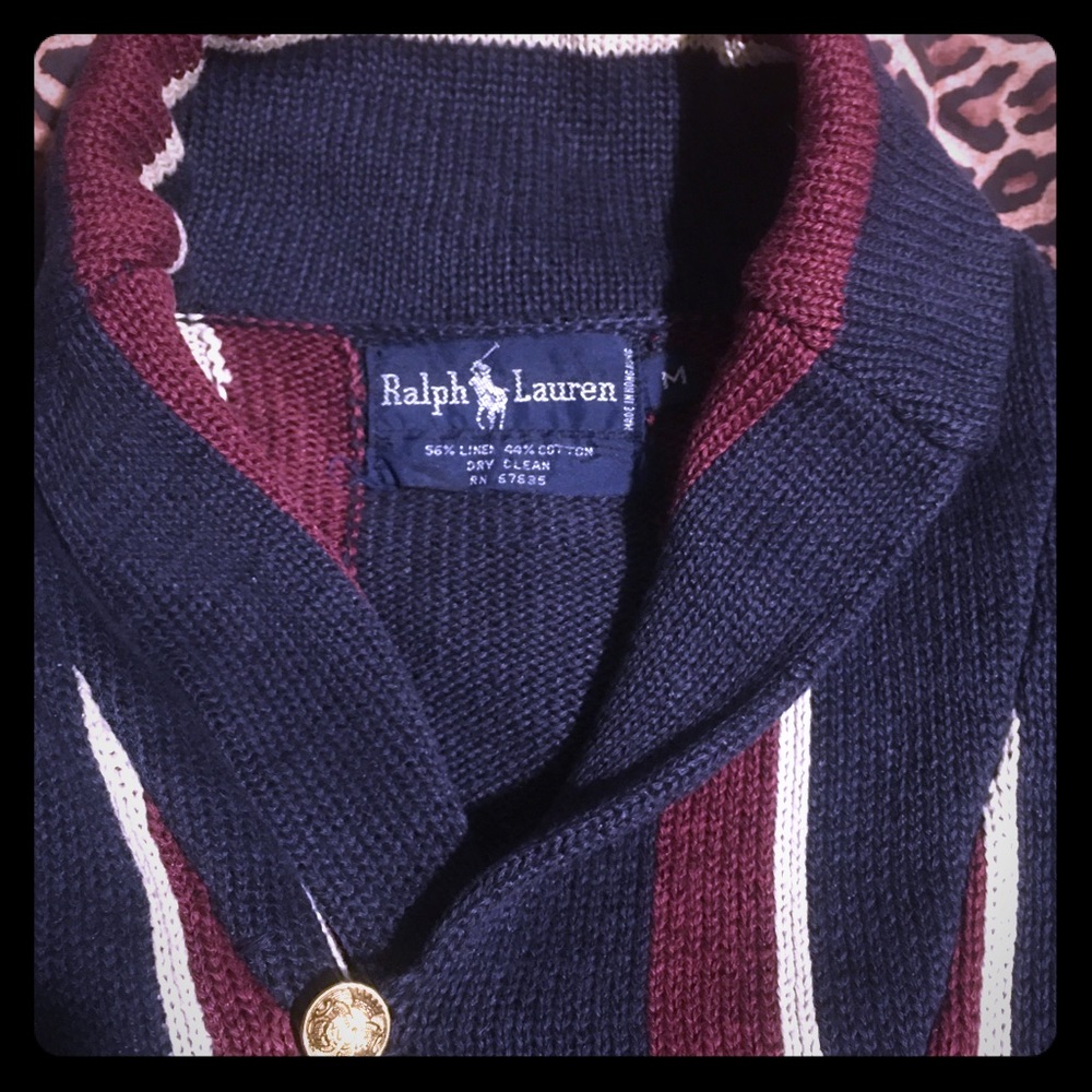 VINTAGE! RARE! RALPH LAUREN SHAWL COLLAR CARDIGAN